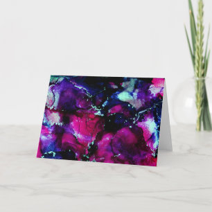 Cartão Pintura a álcool com Abstrato de púrpura e azul
