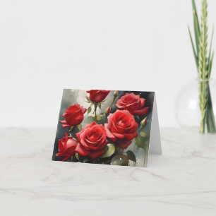 Cartão Pintura a aquarela bonito do Vintage rosa vermelha