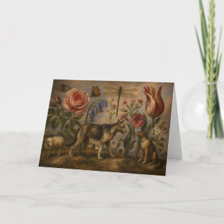 Cartão Pintura a Óleo Botânica e Vida Selvagem da Florest