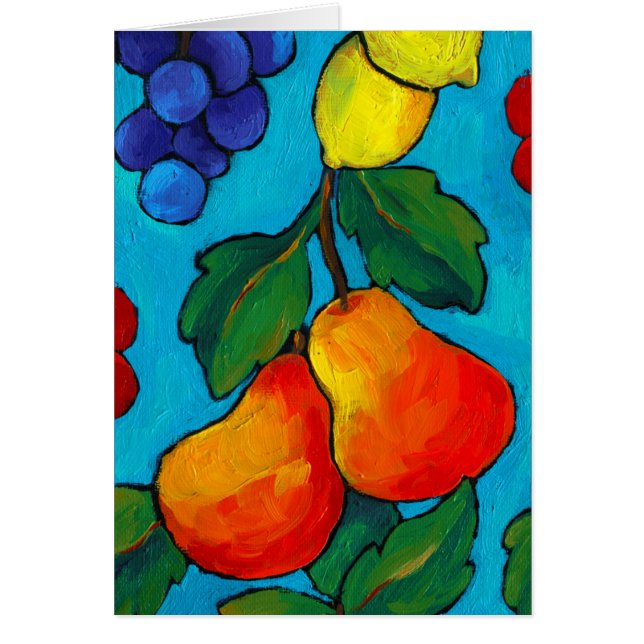 Cartão Pintura a óleo da fruta fresca (Frente)