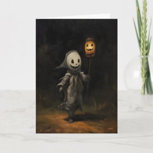 Cartão Pintura a Óleo de Fantasma Infantil de Halloween,