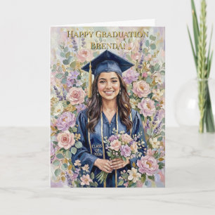 Cartão Pintura a Óleo Personalizada Floral de Felicitaçõe