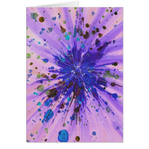 Cartão Pintura abstrata com respingos acrílicos Starburst