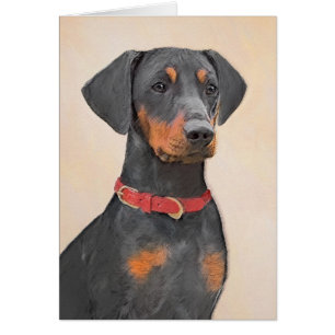 Cartão Pintura Alemã Pinscher Pintura Original Arte Anima
