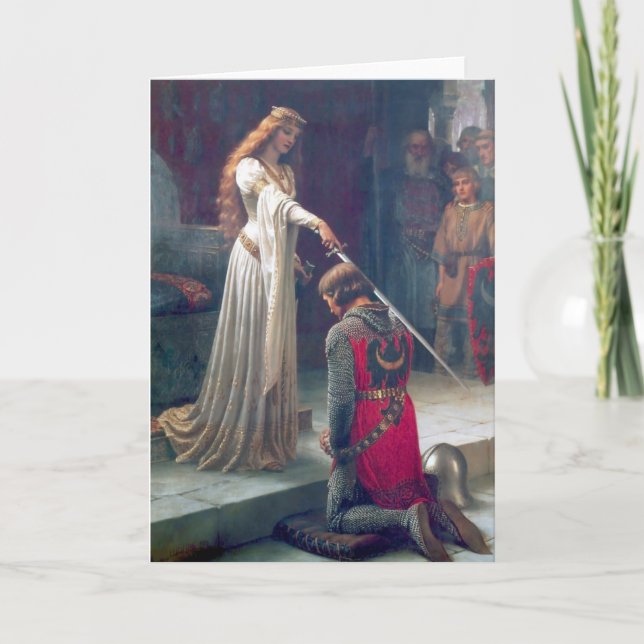 Cartão Pintura antiquada de cavaleiro da rainha (Frente)