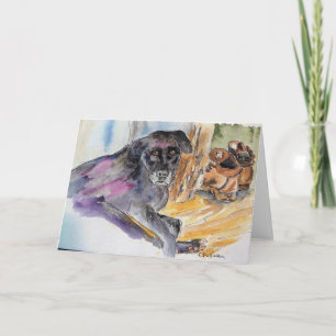 Cartão pintura aquosa de Montana pup + doce verso