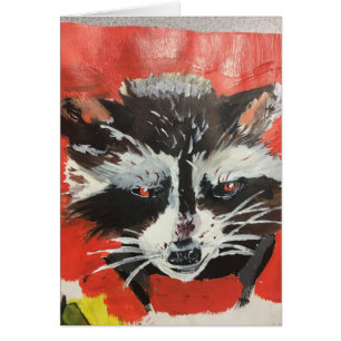 Cartão Pintura artística do Racoon vermelho