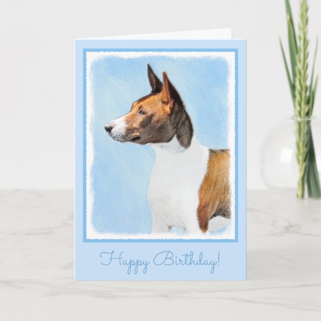 Cartão Pintura Basenji - Arte Original Custa (Frente)