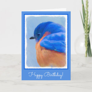 Cartão Pintura Bluebird - Arte Original para Pássaros