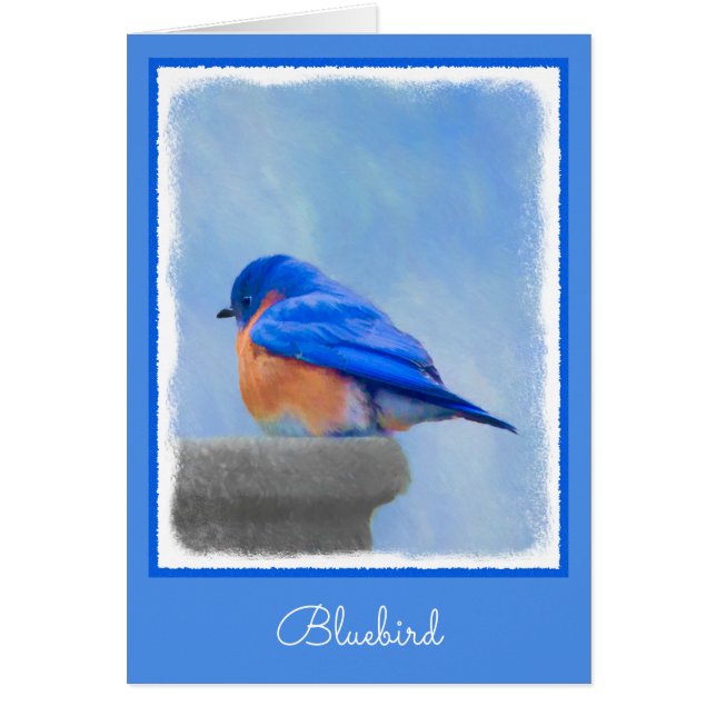 Cartão Pintura Bluebird - Arte Original para Pássaros (Frente)