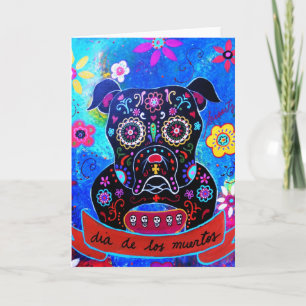 Cartão Pintura Bulldog Dia de los Muertos