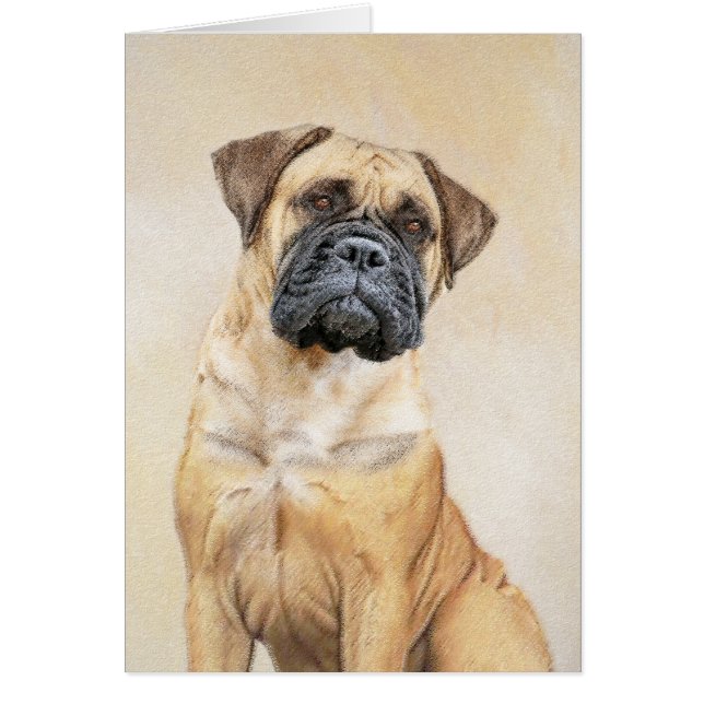 Cartão Pintura Bullmastiff - Arte Cachorra Original (Frente)