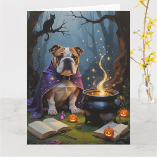 Cartão Pintura Caprichosa de Halloween do Bulldog