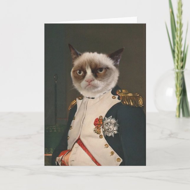 Cartão Pintura Clássica de Gato Grumpy (Frente)