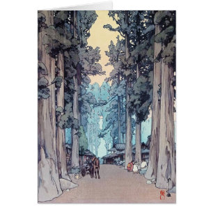 Cartão Pintura clássica japonesa legal da floresta de