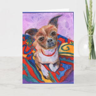 Cartão Pintura colorida de aquarela doce chihuahua