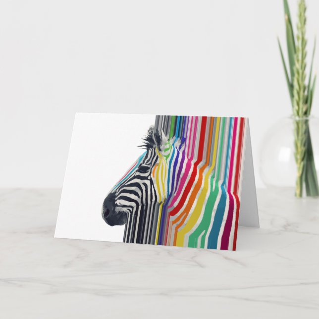 Cartão Pintura Colorida de Stripes Zebra Vibrantes (Frente)