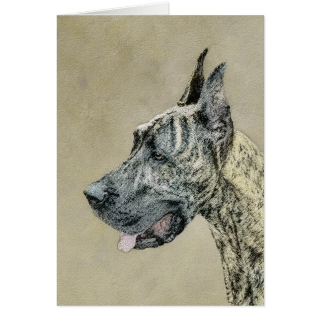 Cartão Pintura com o Grande Dane (Brindle) - Arte Canina  (Frente)