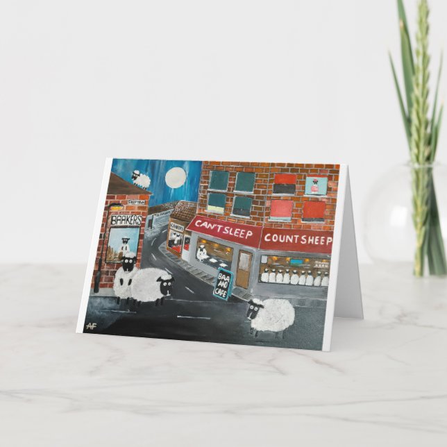 Cartão Pintura da Cidade das Ovelhas por Alfred Fox (Frente)