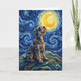 Cartão Pintura da Noite Estrelada com Schnauzer