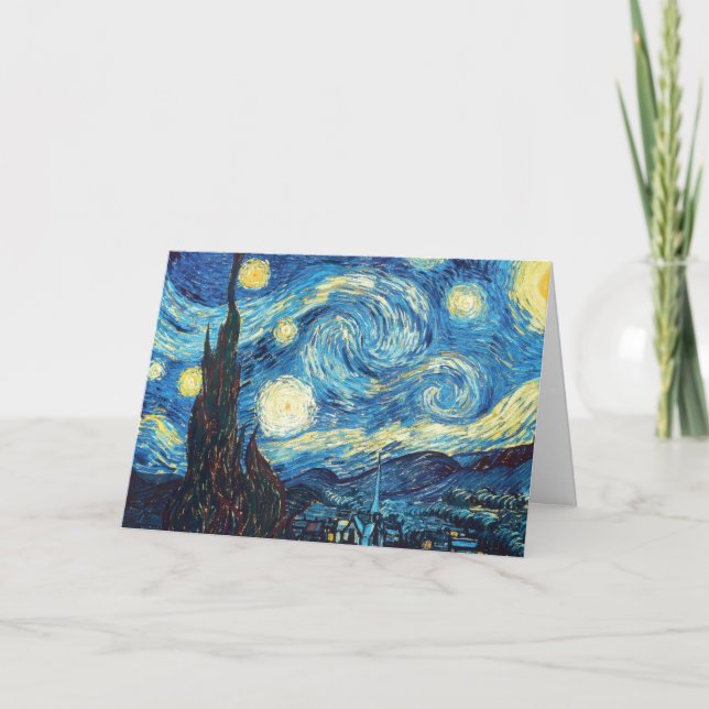 Cartão Pintura da noite estrelado de Van Gogh (Frente)