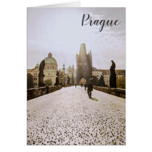 Cartão Pintura da ponte de Charles em Praga no nascer do