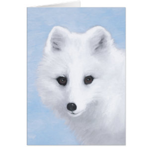 Cartão Pintura da Raposa Árctica - Arte original sobre a