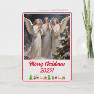 Cartão Pintura de Anjos de Natal Digital Personalizada