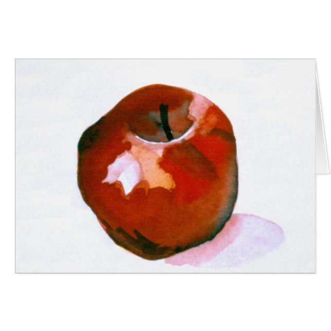 Cartão Pintura de Aquarela Apple (Frente Horizontal)
