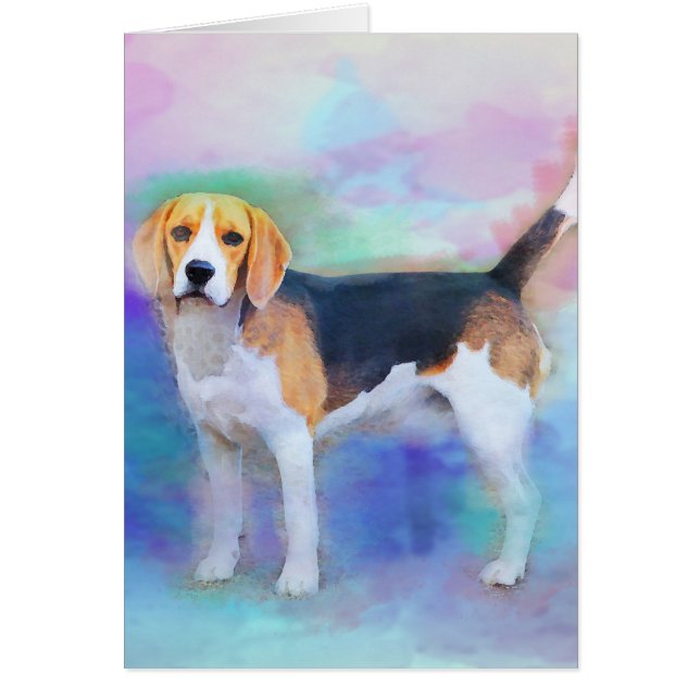 Cartão Pintura de aquarela de Beagle dog (Frente)
