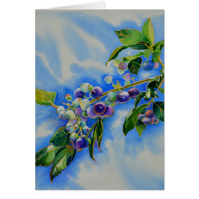 Cartão Pintura de aquarela de mirtilo (Frente)