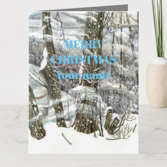 Cartão Pintura de Aquarela Invernal (Frente)