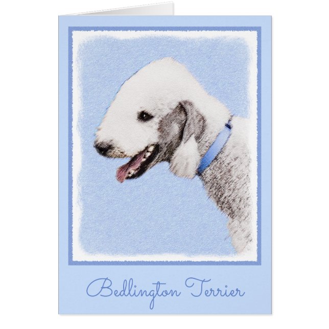 Cartão Pintura de Bedlington Terrier - Arte de Cachorro O (Frente)