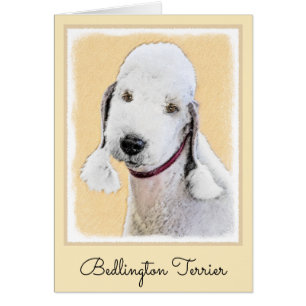 Cartão Pintura de Bedlington Terrier - Arte original de c