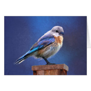 Cartão Pintura de Bluebird (Mulher) - Arte de Pássaro Or