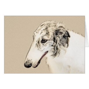 Cartão Pintura de Borzoi (Silver Brindle) Original