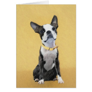 Cartão Pintura de Boston Terrier - Arte de Cachorro Origi