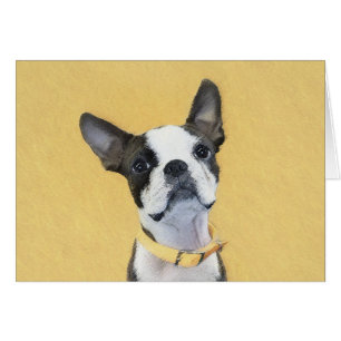 Cartão Pintura de Boston Terrier - Arte de Cachorro Origi