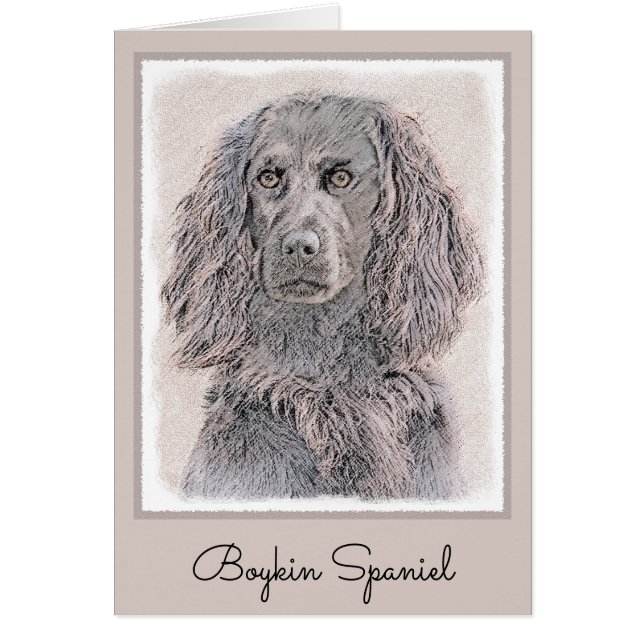 Cartão Pintura de Boykin Spaniel - Arte de Cachorro Origi (Frente)