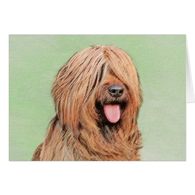 Cartão Pintura de Briard - Arte de Cachorro Original Boni (Frente Horizontal)
