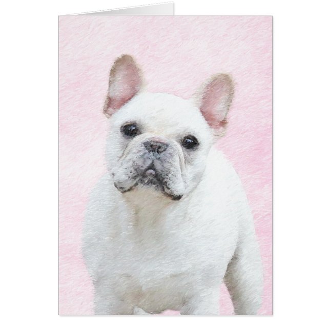 Cartão Pintura de Bulldog Francês (Creme/Branco) - Arte C (Frente)