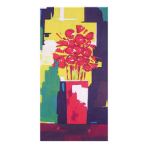 Pintura de Buquê de Flores Vermelhas - Vaso Vermel