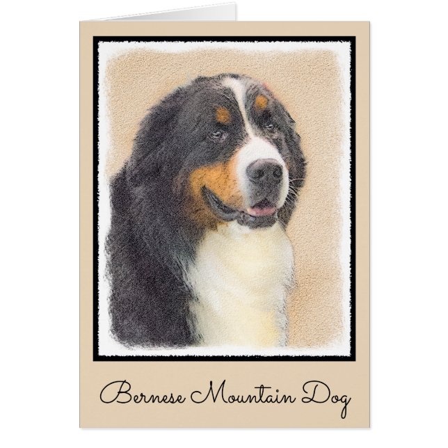 Cartão Pintura de Cachorro de Montanha Bernese - Arte Ori (Frente)