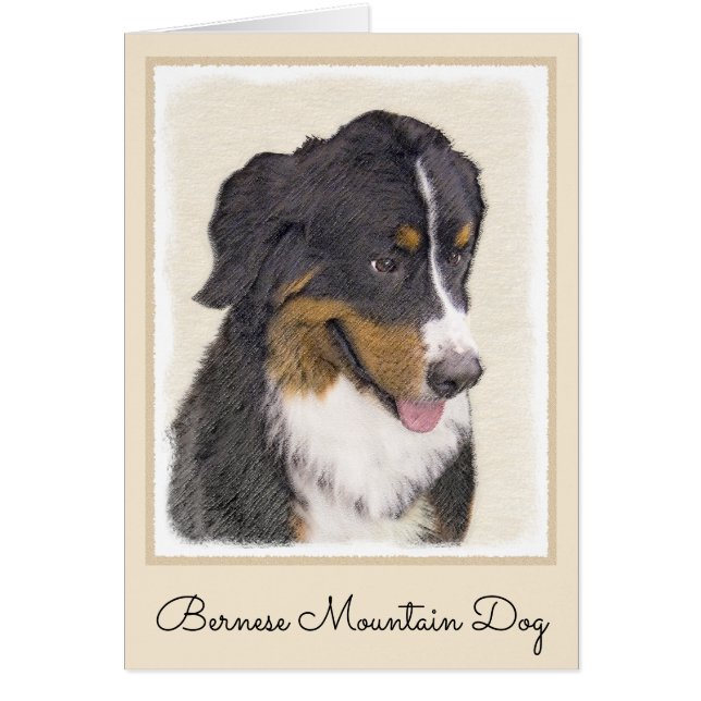 Cartão Pintura de Cachorro de Montanha Bernese - Arte Ori (Frente)