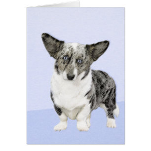 Cartão Pintura de Cardigan Welsh Corgi - Arte Original pa