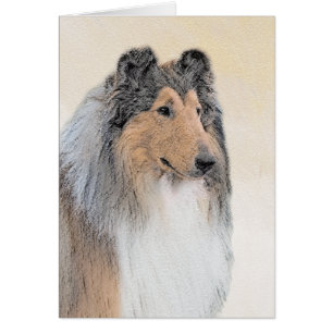 Cartão Pintura de Collie (Rough) - Arte Cão Original Bon