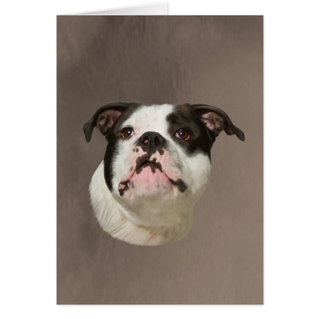 Cartão Pintura de Cores de Água do Buldogue (Frente)