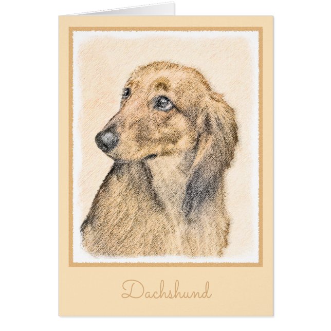 Cartão Pintura de Dachshund (Longhaired) - Arte de Cão Or (Frente)