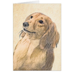 Cartão Pintura de Dachshund (Longhaired) - Arte de Cão Or