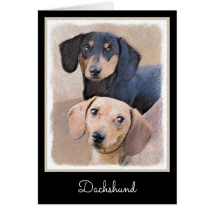 Cartão Pintura de Dachshund (Smooth) - Arte de Cão Origi